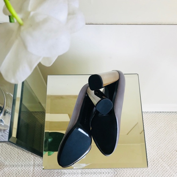 Zara Gray Leather Pumps Chrome Heel Size 8 - Picture 6 of 7